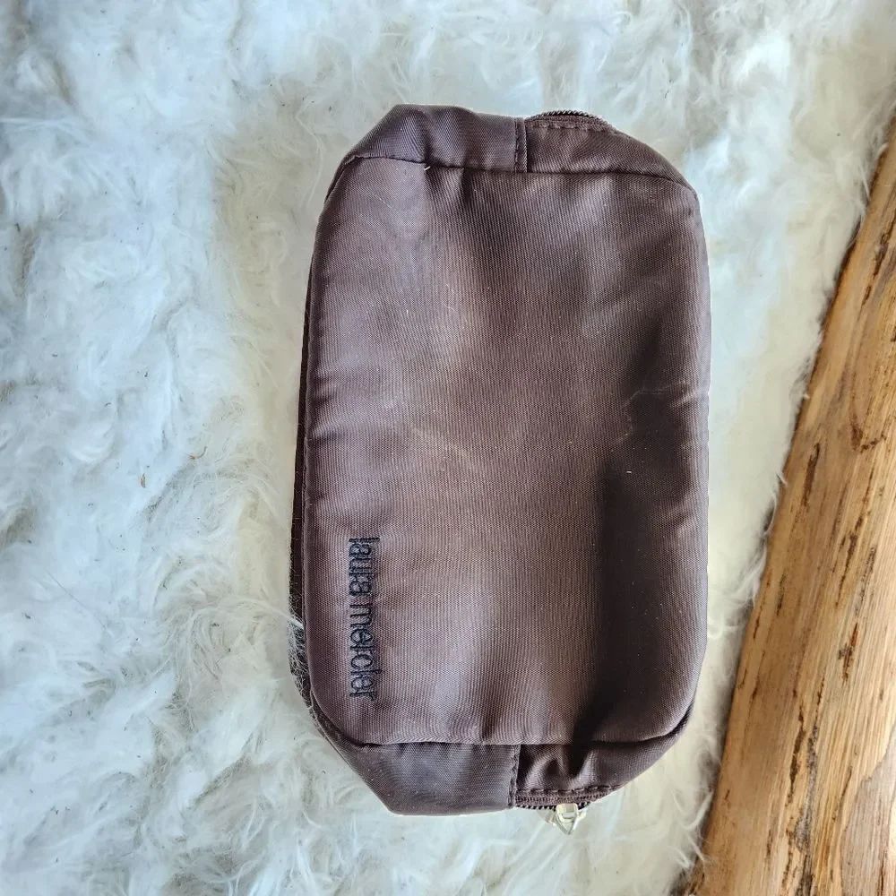 Laura Mercier small brown cosmetic pouch